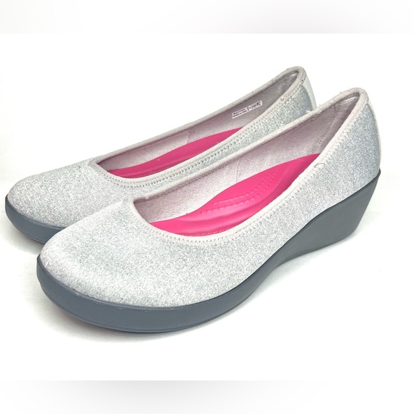 Crocs Womens Busy Day Slip On Comfort Ballet Wedges Shoes Sz 8 - Picture 2 of 10